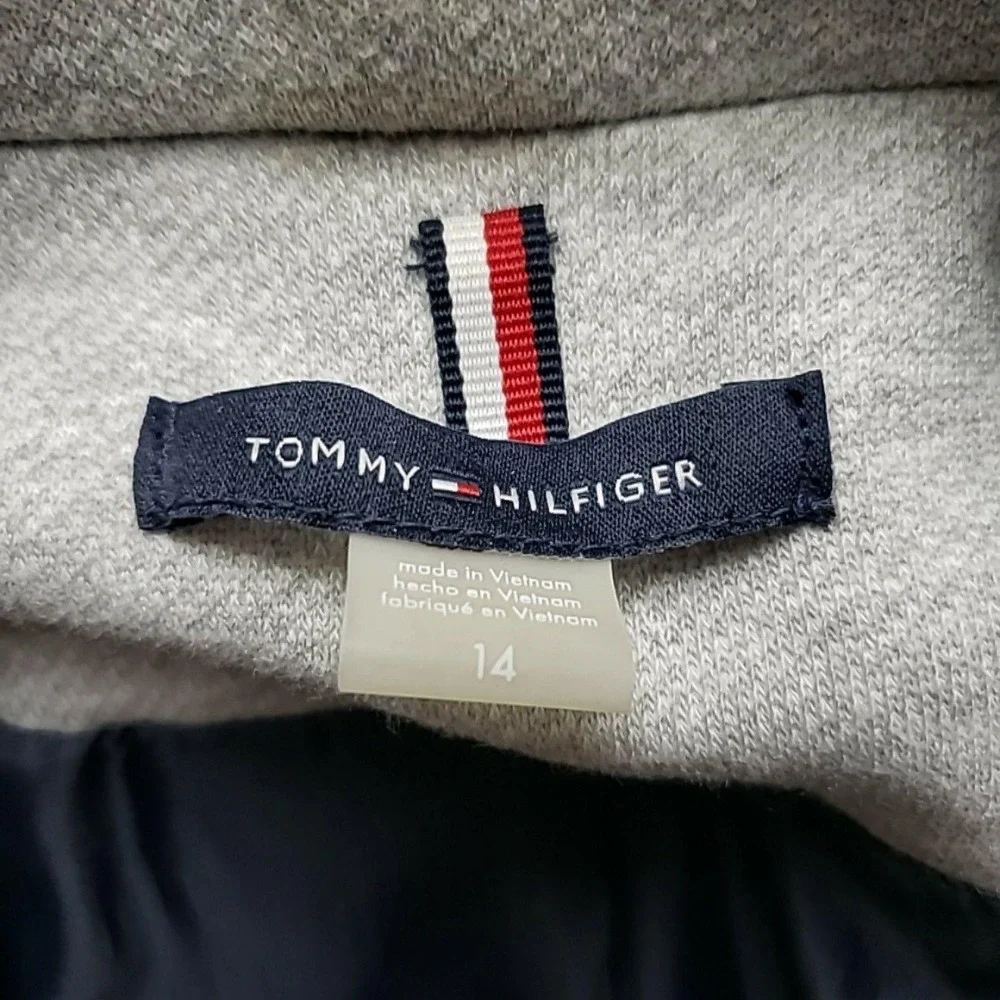 Tommy Hilfiger Blazer Jacket Girls 14 Gray Knit Lined Elbow Patch Casual School
